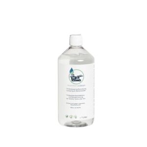 Flasche mit membraclean Trinkwasseraufbereitung 1 Liter für sichere Trinkwasserqualität unterwegs in Wohnmobilen und Caravans
