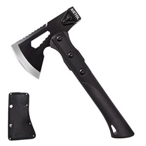 10.5-inch Survival Camp Axe mit mattem schwarzen Griff und scharfer Klinge, ideal für Camping und Outdoor-Aktivitäten.