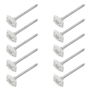 10 Heringe für Bodenplane in Silber, ideal zur sicheren Befestigung von Zelt- und Campingausrüstung. Die Heringe sind 10 cm lang mit flachem Kopf und scharfer Spitze für einfaches Eintreiben in den Boden.