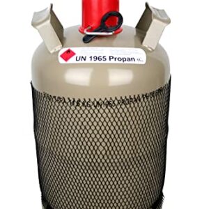 11 kg Edelstahl Gasflasche leer und ungefüllt, ideal für Grillen und Heizen, mit Flaschenschlüssel zur sicheren Handhabung.
