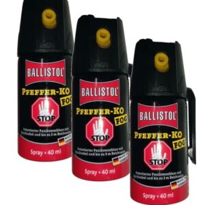3 Dosen KO Fog Pfefferspray mit Sprühnebel, 40ml, Familienpackung für Selbstverteidigung und Sicherheit im Alltag.