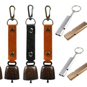 8er-Set Bärenglocken mit 4 lauten Glocken und 4 praktischen Pfeifen für Sicherheit beim Wandern und Camping, ideal zur Wildtierabwehr.