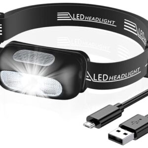 Ultraleichte wiederaufladbare Stirnlampe mit koerperfreundlichem Design und 5 Lichtmodi für Outdoor-Aktivitäten, geeignet für Erwachsene und Kinder.