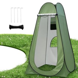 Tragbares, faltbares Camping Duschzelt mit UV-Schutz in olivgrün, ideal für Outdoor-Aktivitäten und privates Umkleiden.