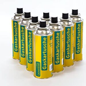 8 Stück Camping Gaskartuschen à 227g für Gaskocher und Heizgeräte in leuchtend gelber Verpackung