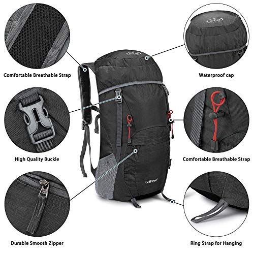G4Free 40 l faltbarer Wanderrucksack, ultraleicht und wasserdicht für Outdoor-Aktivitäten, mit ergonomischem Design und atmungsaktiven Tragegurten.