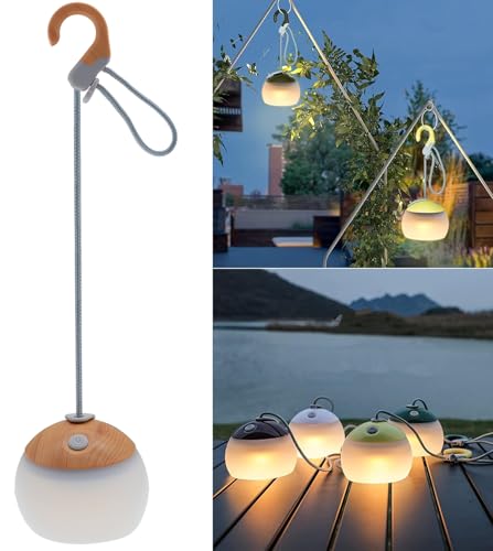 Multifunktionale LED Campinglampe mit 320 Lumen Helligkeit, verfügbaren Farben und Lichtmodi, ideal für Camping, Wandern und Notfälle.