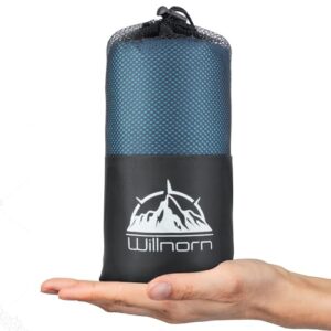 WILLNORN 2in1 Hüttenschlafsack aus Baumwolle und Mikrofaser, leicht und kompakt, in Hand gehalten, ideal für Camping und Reisen, mit durchgehendem Reißverschluss.