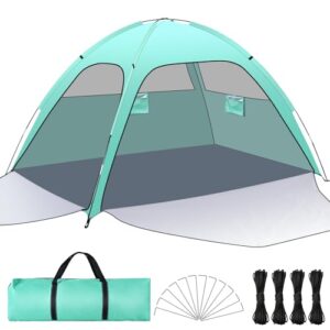 Bunte YOOHBERRYS Strandmuschel für 3-4 Personen in sanftem Türkiston, ideal für Strand und Camping, mit Doppeltüren und UV-Schutz UPF 50+.