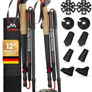 Faltbare Wanderstöcke aus Aluminium mit ergonomischen Korkgriffen, ideal für Wanderungen, Trekking und Nordic Walking. Zusammenklappbar und höhenverstellbar für besten Komfort.