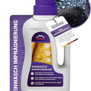 ALPENWERT® Imprägnierwaschmittel in einer 500ml Flasche für den Schutz von Outdoor- und Funktionskleidung, wasserabweisend und umweltfreundlich.