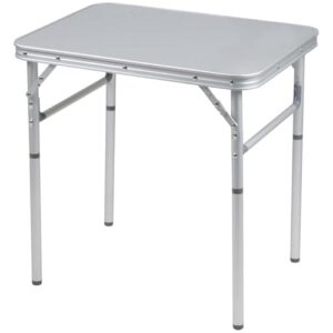 Bo-Camp Alu Mini Campingtisch Premium - klappbarer Aluminiumtisch für Camping und Outdoor-Aktivitäten, in silberner Farbe mit verstellbaren Beinen.