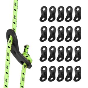 20 Stück Aluminiumlegierung Guyline Zeltleinenspanner für Outdoor-Aktivitäten, auf weißem Hintergrund angeordnet.