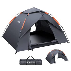 Automatisches Campingzelt für zwei Personen in grau, wasserabweisend und winddicht mit Doppeltüröffnung