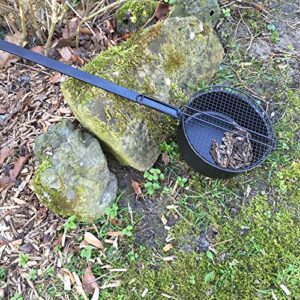 Antikas Stieltopf für Lagerfeuer, ideal zum Popcornmachen und Rösten von Esskastanien, geeignet für Gartenpartys und Kindergeburtstage.
