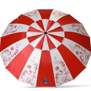 Atosa Strandschirm aus Aluminium mit einem Durchmesser von 220 cm, in Blau und Rot mit nautischen Motiven, ideal für Strand und Garten, bietet UV-Schutz UPF 50+.