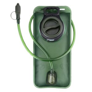 Willceal Auslaufsichere Trinkblase in Grün mit flexiblem Schlauch und Ventil, ideal für Outdoor-Aktivitäten wie Wandern, Radfahren und Laufen.