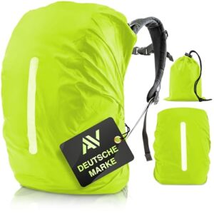 Wasserdichter Regenschutz für Rucksäcke mit Reflexstreifen in Neongrün, geeignet für Rucksäcke von 10 bis 70 Litern, optimaler Wetterschutz für Outdoor-Aktivitäten.