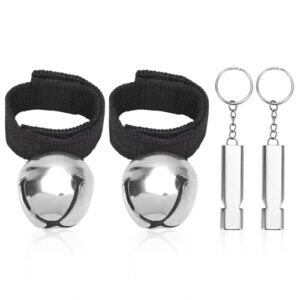 2 Sets Bärenglocken mit Notfallpfeifen für Outdoor-Aktivitäten wie Wandern, Camping und Angeln in robustem Design.