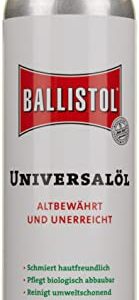 BALLISTOL Universalöl 500 ml in einer modernen, metallischen Flasche für vielfältige Anwendungen im Haushalt, Werkstatt und Sport. Das transparente Öl bietet Reinigung, Pflege und Schutz für bewegliche Teile und ist lebensmittelecht sowie hautverträglich.