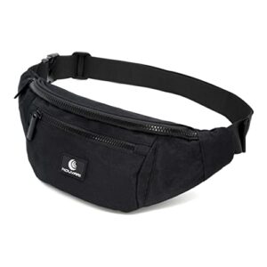 Schwarze Bauchtasche für Herren und Damen, wasserabweisend, vielseitig einsetzbar für Festival, Camping und sportliche Aktivitäten
