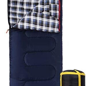 REDCAMP XL Baumwoll Schlafsack für Erwachsene in Blau, ideal für kaltes Wetter beim Camping und Outdoor-Aktivitäten mit weichem Flanell-Innenfutter und kompaktem Design.