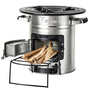 BBQ-Toro Raketenofen aus Edelstahl, tragbarer Holzofen mit effizienter Wärmeverteilung, ideal für Outdoor-Kochen und Camping.