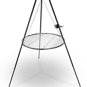 Berdsen Schwenkgrill mit dreibeinigem Gestell und 80 cm Grillfläche aus rostfreiem, pulverbeschichtetem Stahl, höhenverstellbar und schwarz, ideal für Grillabende im Garten.