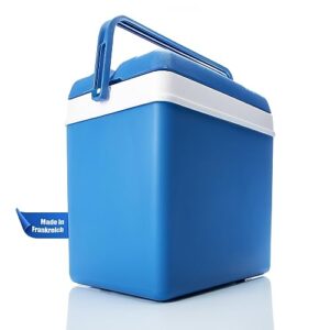 BigDean Kühlbox 24 Liter in Blau und Weiß - ideale Isolierbox für Camping, Grillen und Picknick mit ergonomischem Griff.
