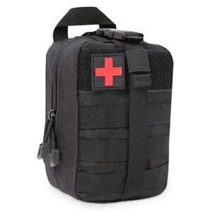 BITUOR Taktische MOLLE Tasche in Schwarz, wasserdicht und reißfest, ideal für Outdoor-Aktivitäten und Notfälle mit MOLLE-System und praktischem Zugriff.