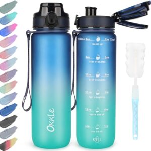 BPA-freie 1L Trinkflasche mit auslaufsicherem Deckel im zweifarbigen Design, ideal für Fitness, Schule und Outdoor-Aktivitäten.
