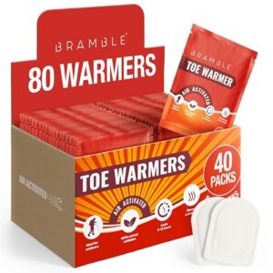 BRAMBLE Fußwärmer Pads - 80 Stück in einer Verpackung, ideal für kalte Füße bei Winteraktivitäten. Enthält 40 Paar luftaktivierte Zehenwärmer für bis zu 8 Stunden Wärme.