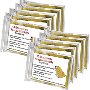 Zehn Rettungsdecken im Notfallset, goldene und silberne reflektierende Aluminiumdecke zur Wärmeregulierung, ideal für Erste Hilfe, Camping und Survival-Ausrüstung.