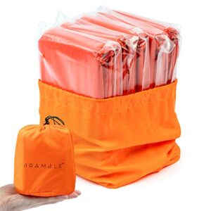 Bramble - 5 Stück Thermal Notfall Biwaksack in orange, ideal für Outdoor-Aktivitäten wie Camping und Wandern, sorgt für Wärme und Sichtbarkeit in Notsituationen.