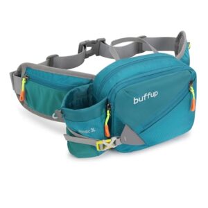 Teal-farbene Bauchtasche mit Flaschenhalter für Sport und Outdoor-Aktivitäten, ideal für Hundetraining, Radfahren und Wandern.