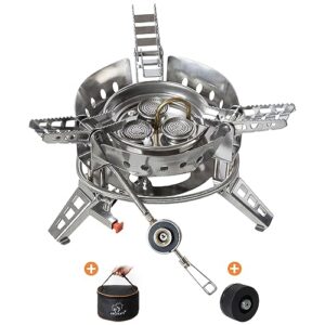 Faltbarer Bulin Campingkocher mit Piezozündung – robuster Gaskocher aus Edelstahl, ideal für Outdoor-Aktivitäten wie Camping, Wandern und Picknicks.