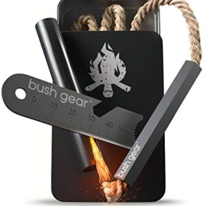 Outdoor Feuerstahl-Set mit Zunder in Aluminiumdose für Camping und Survival, inklusive Feuerstahl, Zunder und Zubehör für zuverlässige Feuerzeugung in jedem Wetter.
