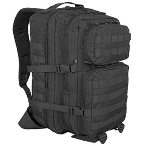 Schwarzer US Cooper Rucksack Large mit kompaktem Design, gepolsterten Trägern und Molle-Bändern für Outdoor-Aktivitäten und vielseitigen Transport.