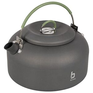 Bo-Camp Alu Kessel 1,4 L Camping Wasserkocher mit grünem Griff und mattem Finish, ideal für Outdoor-Aktivitäten.