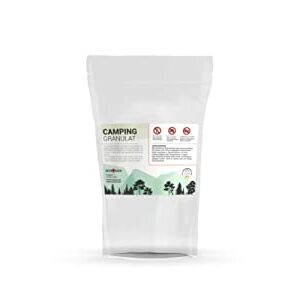 Schauch Camping Granulat Superabsorber in transparentem Beutel für hygienische Nutzung bei Outdoor-Aktivitäten wie Zelten, Caravan und Festivals.