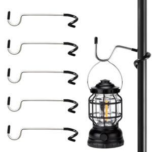Set von 5 Camping Laternenhaltern, ideal zum Aufhängen von Laternen und anderen Gegenständen im Freien, gefertigt aus robustem Edelstahl mit rutschfesten Haken.