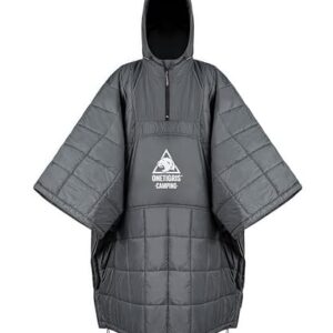 Multifunktionale Camping Poncho Decke in Dunkelgrau mit 3M Thinsulate Isolierung, ideal für Outdoor, Wandern und Reisen.