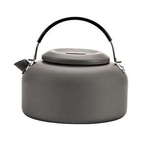 Tragbarer Aluminium Wasserkocher für Camping, Wandern und Picknick mit ergonomischem Griff und Dampföffnungsdesign.