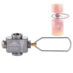 Campingmoon Gaskartuschen Adapter Z15 für sicheres Nachfüllen von Gas mit Entlüftungsfunktion, kompakt und leicht für Rucksackreisen.