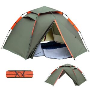 Camping Zelt Pop Up für 2-4 Personen in grün-orange, wetterfestes und schnelles Aufstellzelt für Outdoor-Aktivitäten