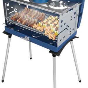 Tragbarer Campingaz Gasgrill Pueblo IV 200 SGR mit abnehmbaren Füßen, Grillfläche und 3-fach Kocher, ideal für Outdoor-Aktivitäten und Picknicks