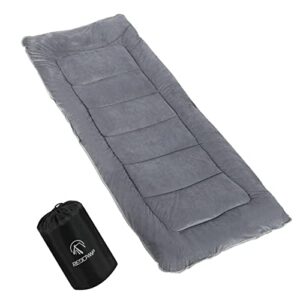 Graue Campingbettauflage 190 x 70 cm aus Baumwolle mit dicker Polyesterfüllung für optimalen Komfort und Unterstützung beim Campen und Reisen.