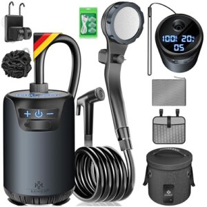 KESSER Campingdusche Solardusche mit Pumpe, Akku und Zubehör für mobiles Duschen beim Camping oder im Freien.