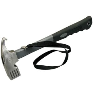 KOVA Campinghammer mit Handschlaufe - Robuster Zelthammer und Heringzieher in Grau für Camping und Outdoor-Aktivitäten.
