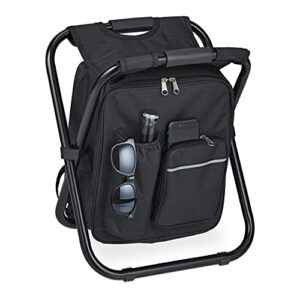 Klappbarer und tragbarer Campinghocker mit Tasche in Schwarz auf stabilem Gestell, ideal für Outdoor-Aktivitäten
